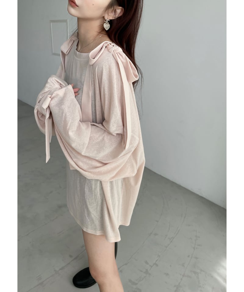 シアーリボントップ /Sheer Ribbon Top | FICTION TOKYO OFF シアーリボントップ /Sheer Ribbon Top | FICTION TOKYO OFF