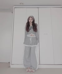 【LightGray】レイヤードフードトップス / Layered Hood Top