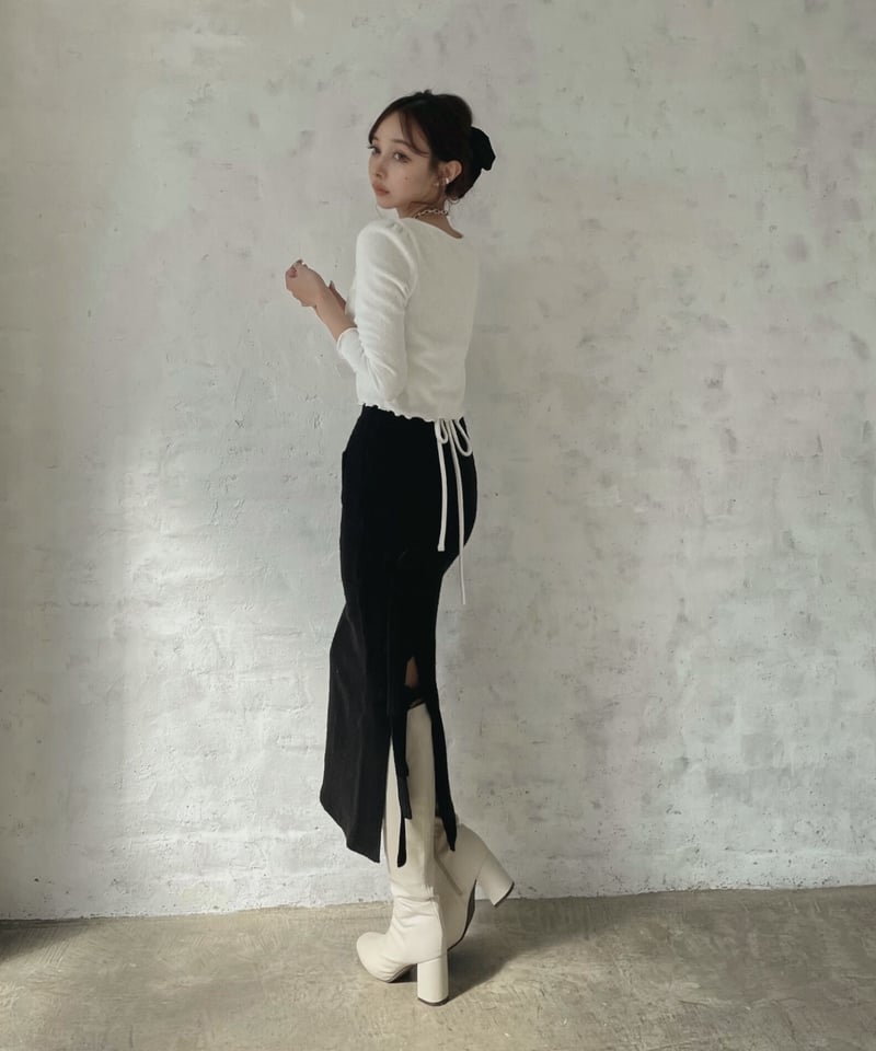 ベルトスリットニットスカート / Belted Slit Knit Skirt | FICTI