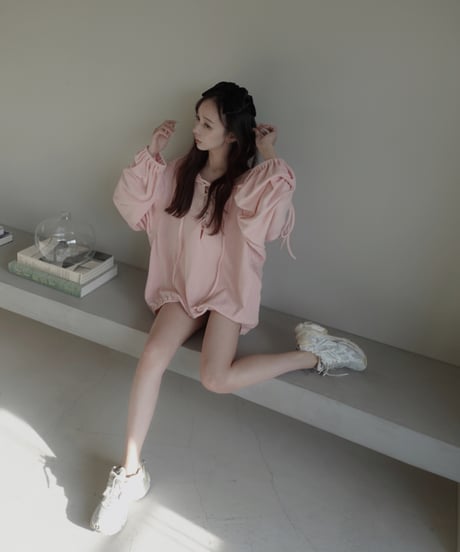レースアップビッグシルエットフーディ/Race-up Oversized Hoodie