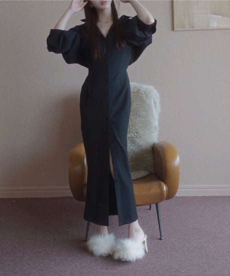 バックオープンシャツドレス / Back Open Shirts Dress