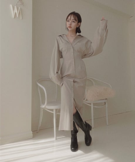 バックオープンシャツドレス / Back Open Shirts Dress