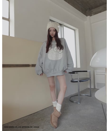 【Gray】♡ Croco Kitty ♡ ボリュームスリーブスウェットトップ / ♡Croco Kitty♡ Volume Sleeve Sweat Top