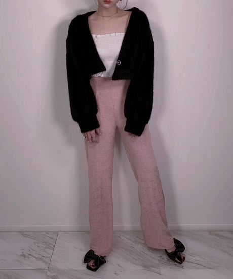 クリンクルマテリアルハイウェストパンツ　Crinkle Material High Waist Pants