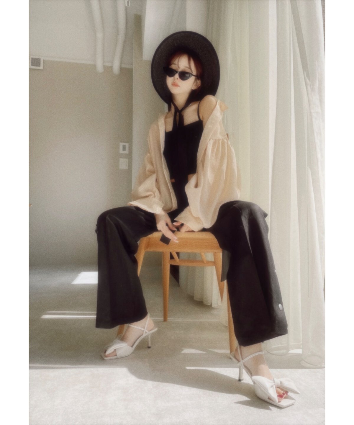 バックオープンシアーシャツ + ミニリブワンピ/Back Open Sheer バックオープンシアーシャツ + ミニリブワンピ/Back Open Sheer