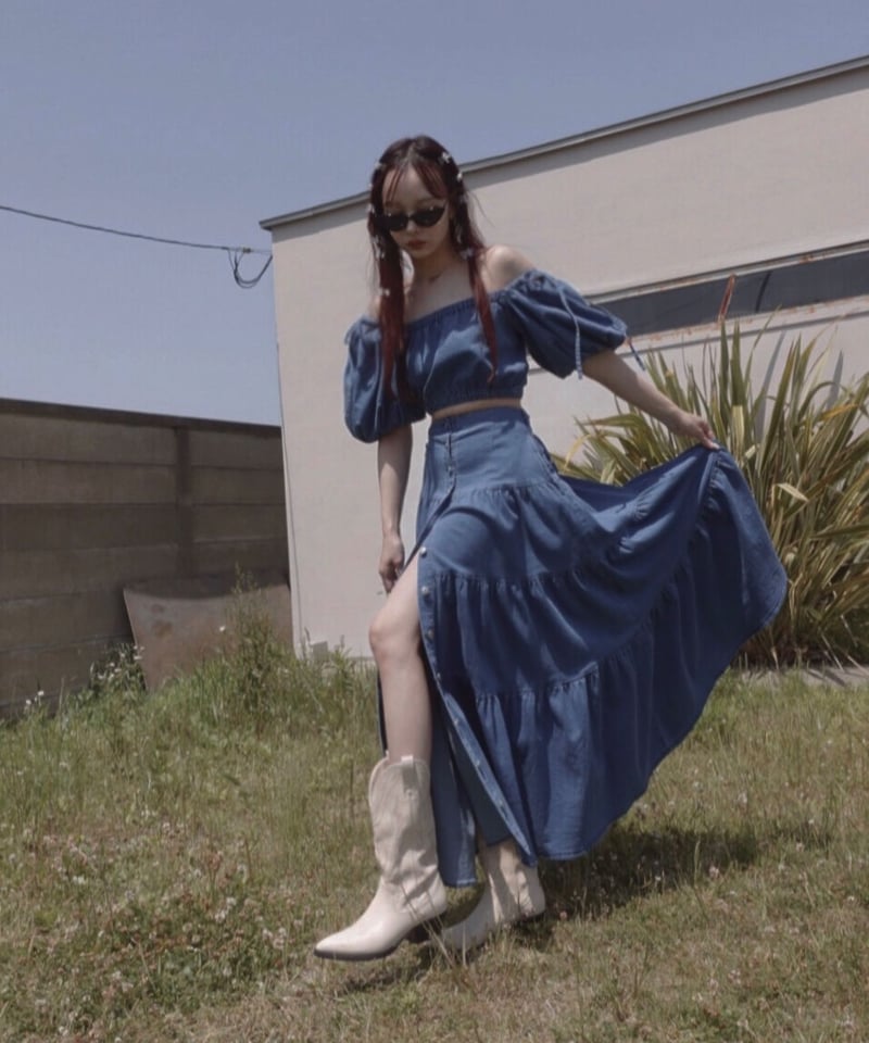 バルーンスリーブデニムトップ / Ballon Sleeve Denim Top | FICT