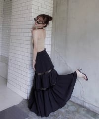 ［Black］フロントオープンレースティアードスカート / Front Open Lace Tiered Skirt