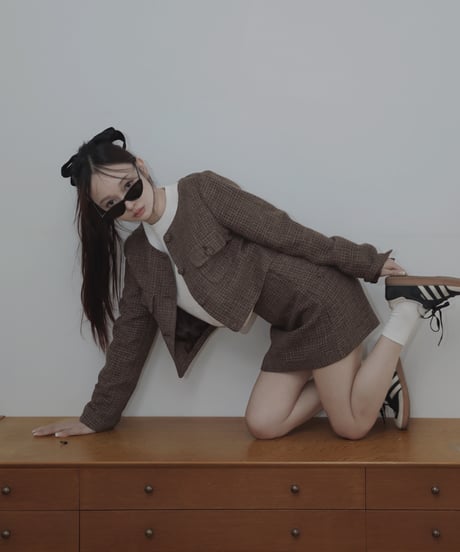 ［Brown］ツイードスカート / Tweed Skirt