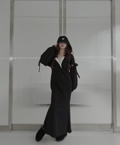 ラガースウェットフードワンピース/Rugger Collar Sweat Hoodie Dress