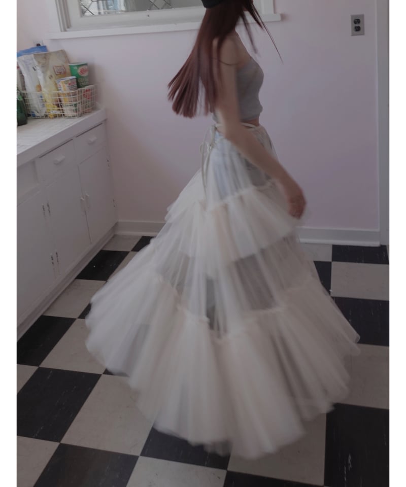 fiction tokyo フィクショントーキョー チュールスカート アイボリー