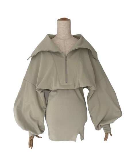 ［mini］ハーフジップアップスリットミニワンピース / Half Zip-up Skit MiniOne-Piece