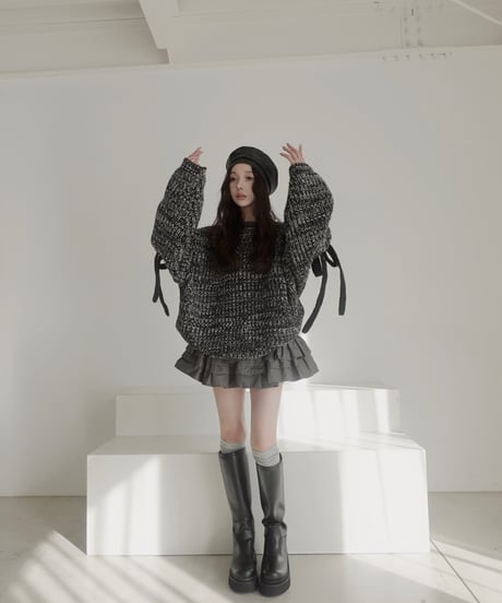 【❤︎MelangeBlack❤︎】ホリデーリボンニット / Holiday Ribbon Knit