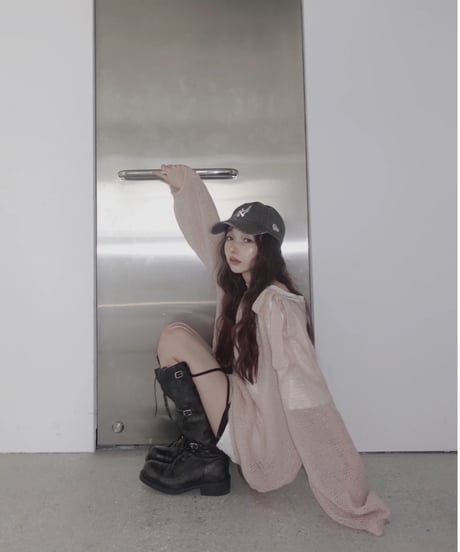 【BabyPink】ショルダーリボンモヘアニット/Shoulder Ribbon Mohair Knit
