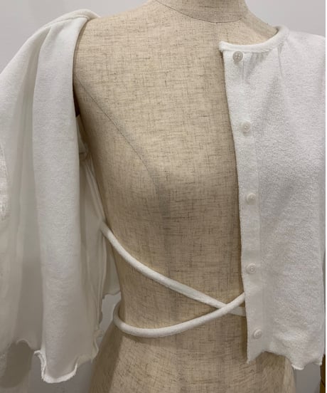 フロントクロスクロップドパイルカーディガン　Front Cross Cropped Pile Cardigan
