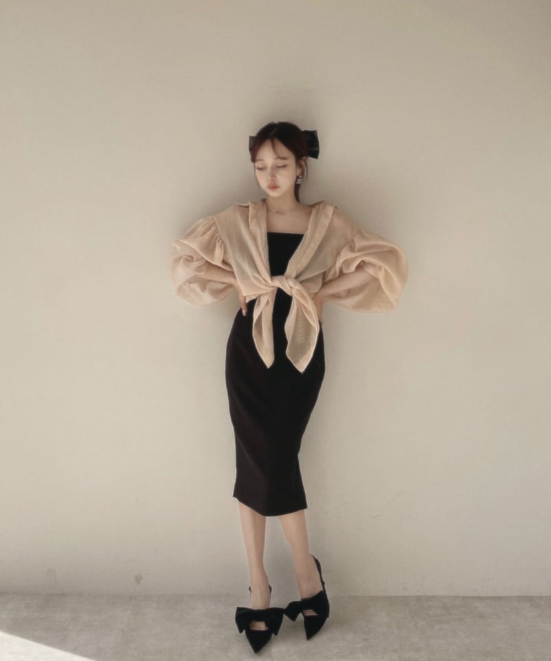 ビジューストラップスリットワンピ / Bijou Strap Slit One ビジューストラップスリットワンピ / Bijou Strap Slit One