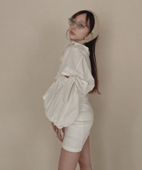 ショルダーリボンボーイフレンドシャツ (キャミワンピセット) / Shoulder Ribbon BoyFriend Shirts