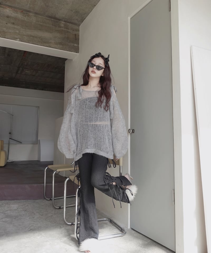 サイドリボンフレアパンツ / Side Ribbon Flare Pants | FICTIO