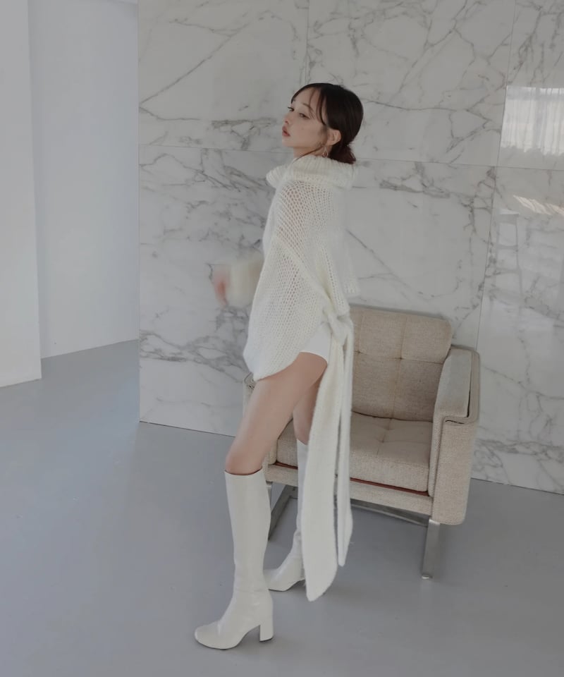 fiction tokyo バックリボンローゲージニット バックリボンローゲージニット /Back Ribbon Low Gauge Knit | FI