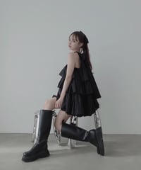 【Black】ティアードバルーンチュニックワンピース / Tiered Balloon Tunic One-Piece