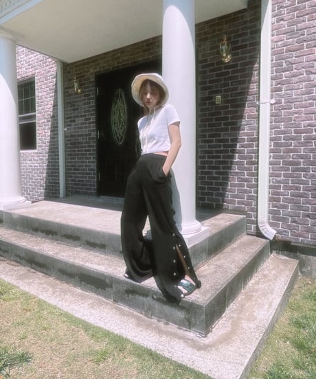 バックリボンサイドスリットパンツ　Back Ribbon Side Slit Pants