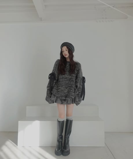 【❤︎MelangeBlack❤︎】ホリデーリボンニット / Holiday Ribbon Knit