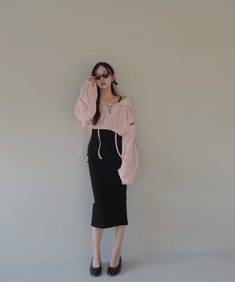 【Basic Collection】リブキャミソールスリットワンピース-Long- /Rib Camisole Slit One-Piece