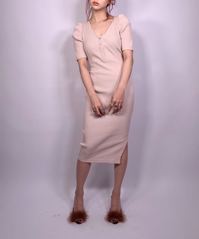 Back Ribbon Rib One-Piece バックリボンリブワンピース | FICTI