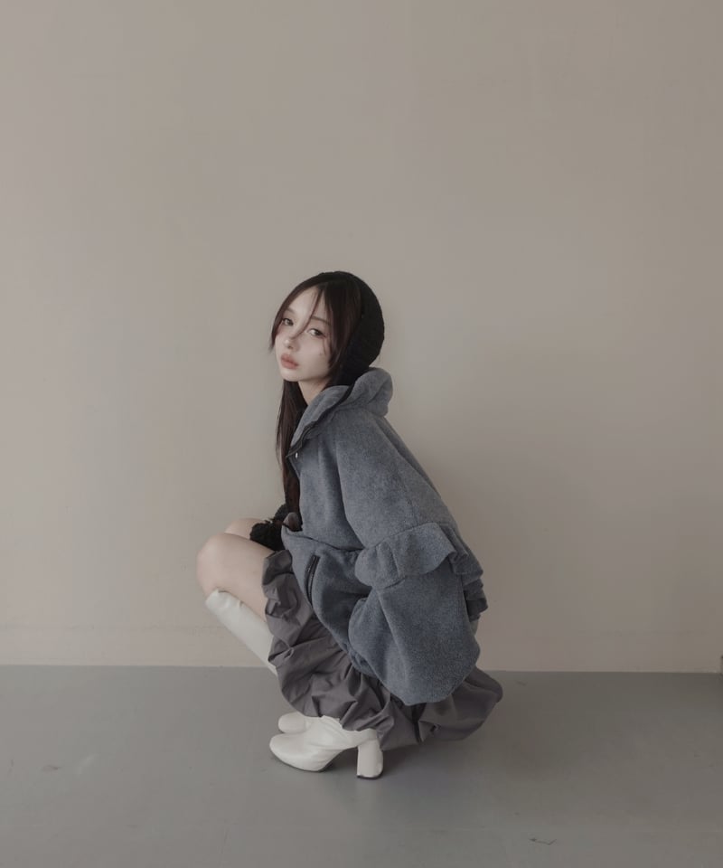 fiction tokyo 【Gray】ダブルジップフリルフリース Gray】ダブルジップフリルフリース /Double Zip Frill Fleece |