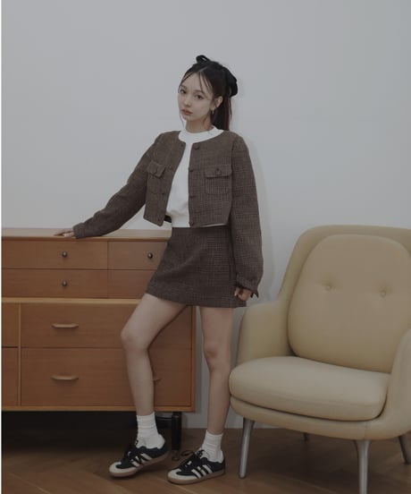 ［Brown］ツイードスカート / Tweed Skirt