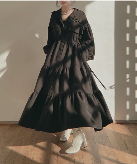 レースアップミリタリーガウンワンピース / LACE UP Military Gown One-Piece