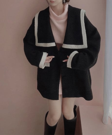 ウェストリボンニットチュニックワンピース /Waist Ribbon Knit Tunic One-piece