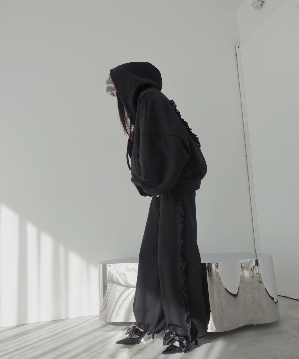 Black】ハートジップアップフーディー /Heart Zip-up Hoodie | FI