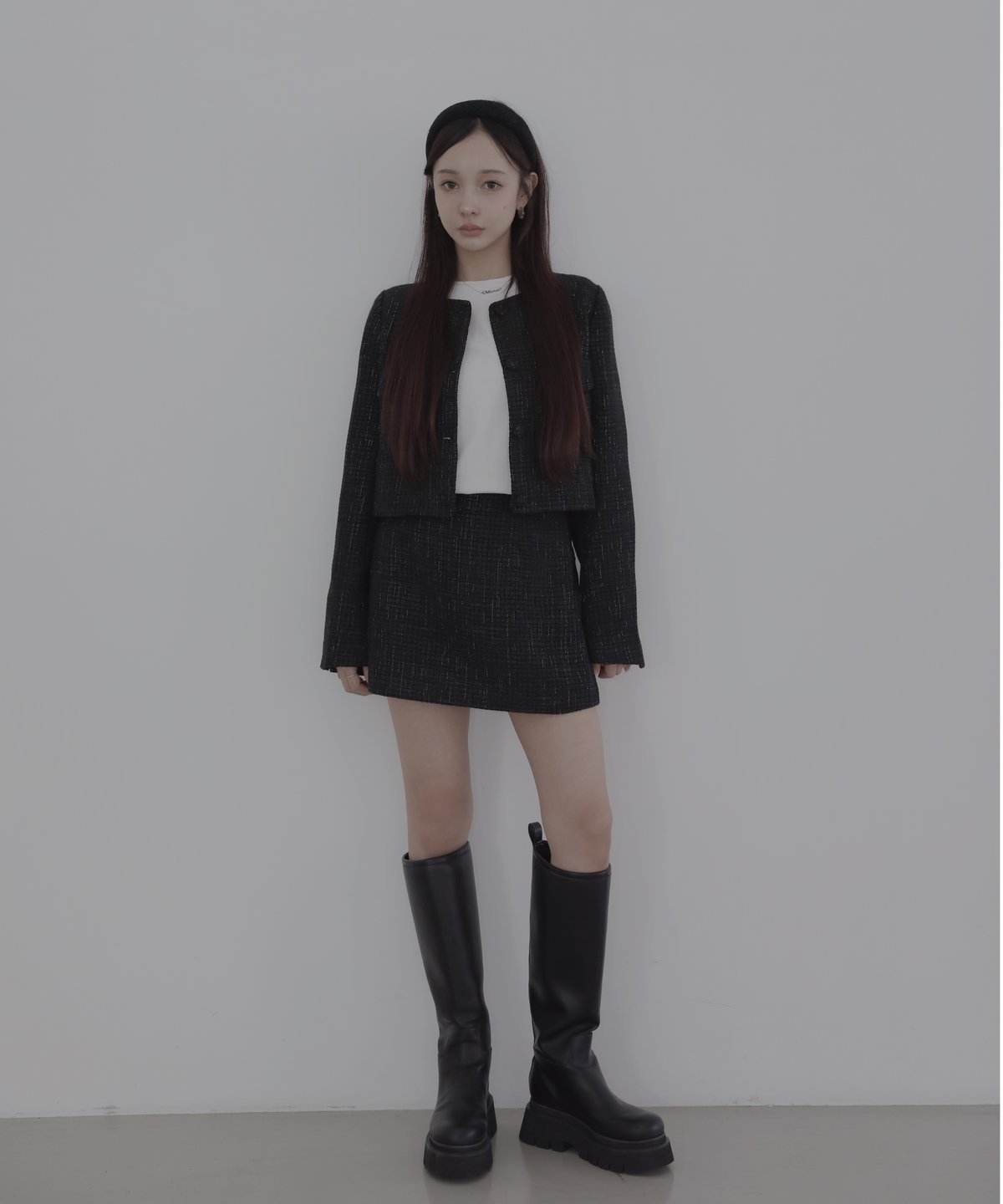 fiction tokyo ダブルスカートリボンミニドレス ブラック ダブルスカートリボンミニドレス / Double Skirt Ribbon Mini