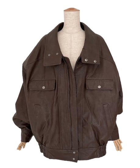 ウォッシュレザーブルゾン /Faux Leather Blouson
