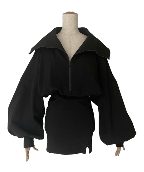 ［mini］ハーフジップアップスリットミニワンピース / Half Zip-up Skit MiniOne-Piece