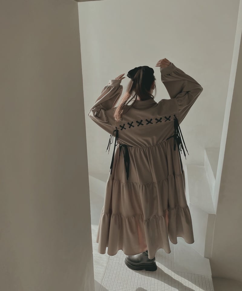 レースアップミリタリーガウンワンピース / LACE UP Military Gown One...