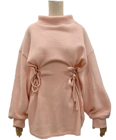 ウェストリボンニットチュニックワンピース /Waist Ribbon Knit Tunic One-piece