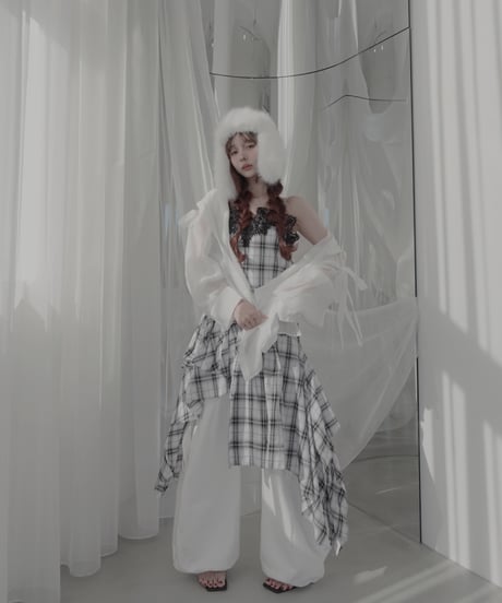 【Sheer Milk】サイドカットフードシャツ/Side Cutting Hooded Shirts