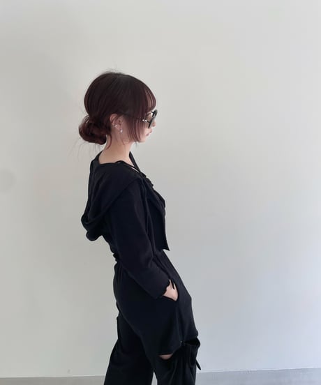 パイルクロップドフードカーディガン /Pile Cropped Hood Cardigan
