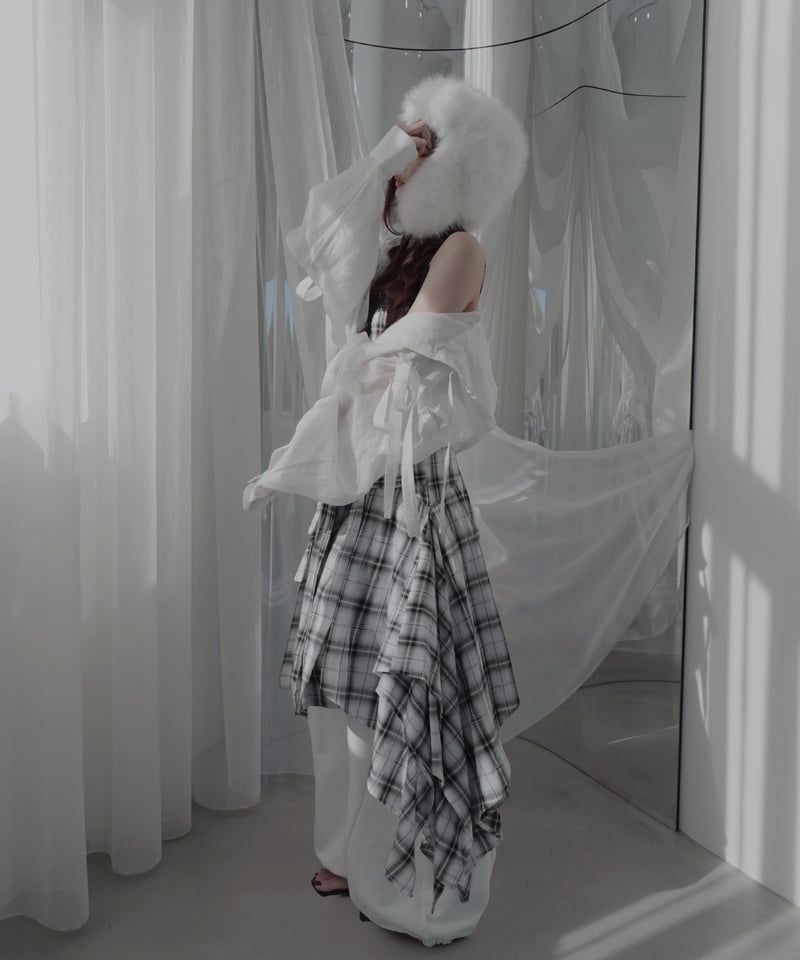 Sheer Milk】サイドカットフードシャツ/Side Cutting Hooded Sh