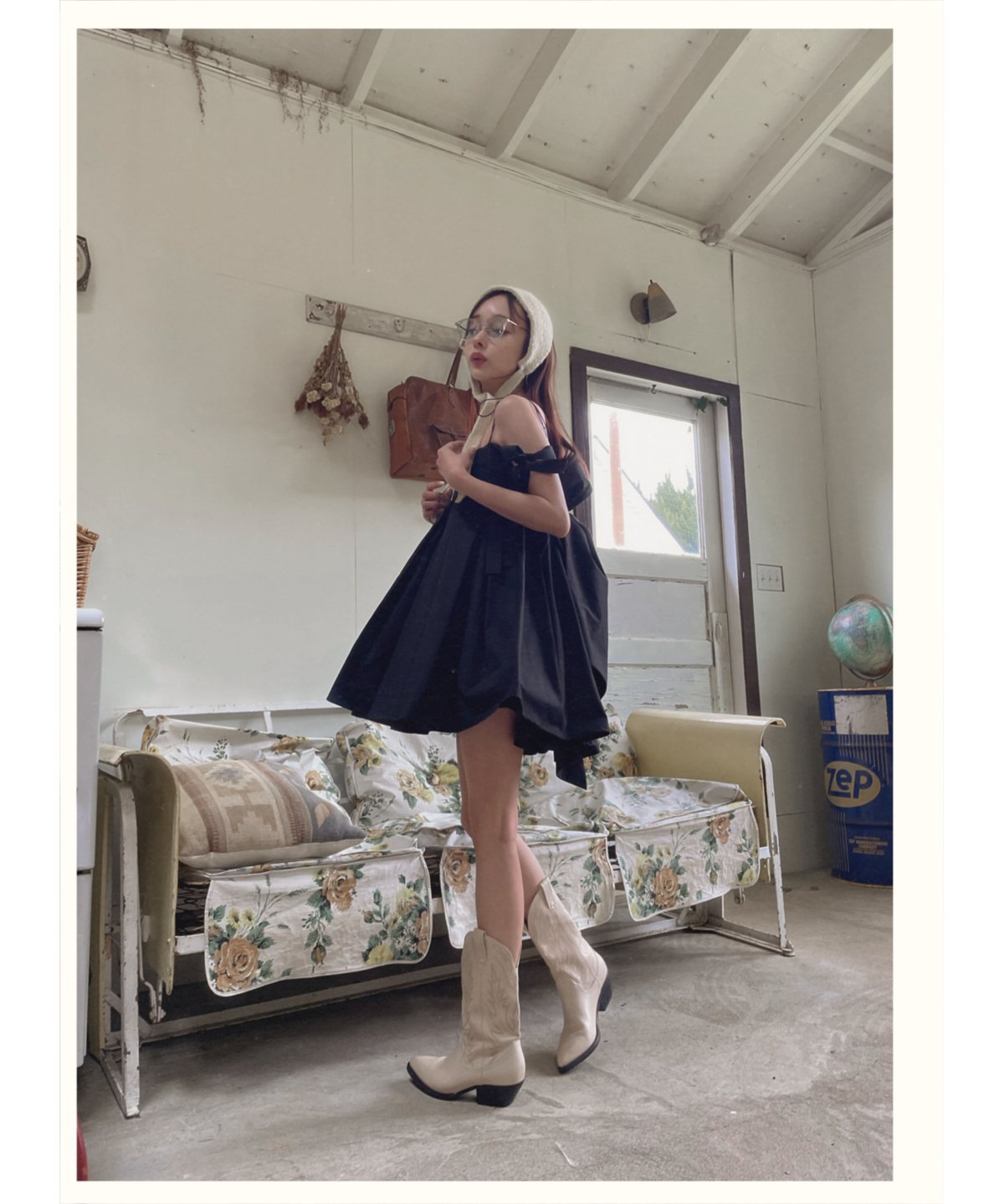 ダブルスカートリボンミニドレス / Double Skirt Ribbon Mini