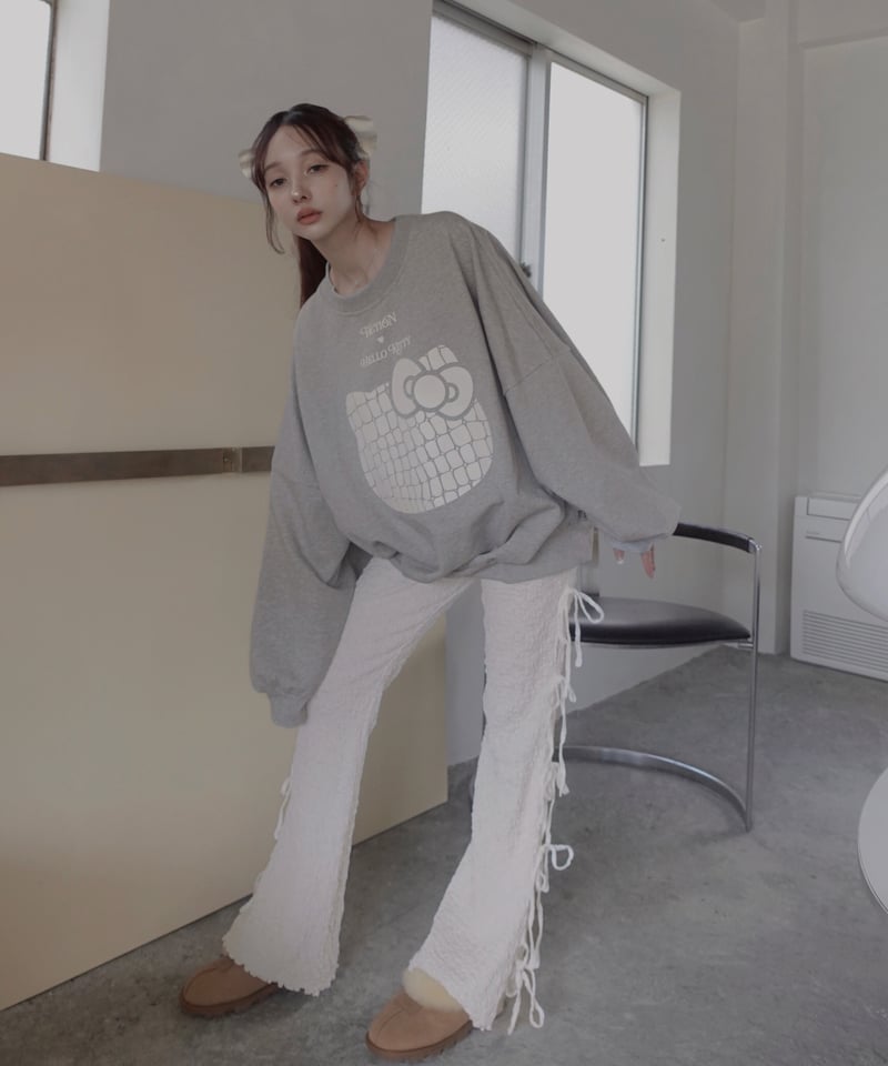 サイドリボンフレアパンツ / Side Ribbon Flare Pants | FICTIO