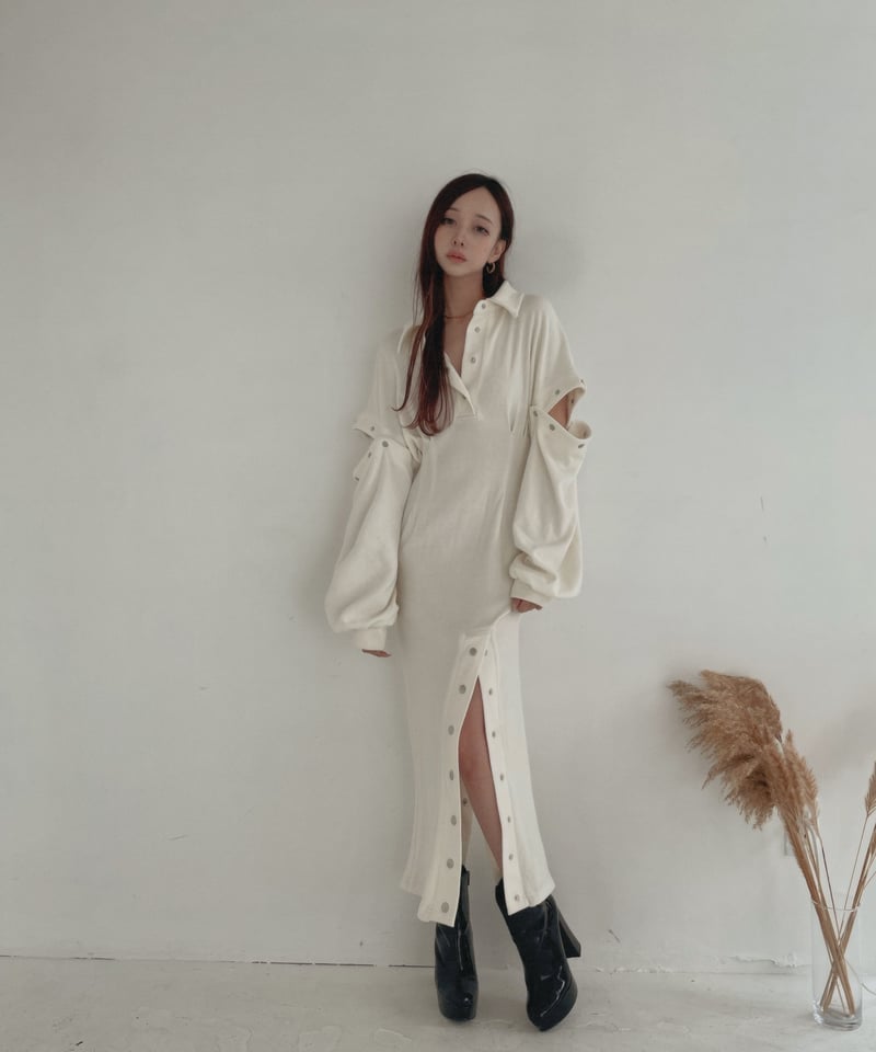 スナップスリットワンピース / Metal Snaps Slit One-Piece | FI