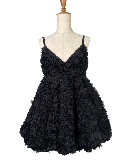 【Black】ブルームペタルチュニックドレス/Bloom Petal Tunic Dress
