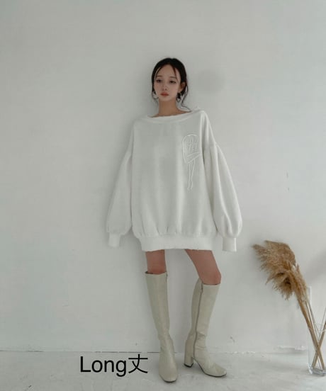 ロゴ刺繍フリーレングス ルーズダメージスウェット / Logo Embroidery Free Length Loose Damage Sweat