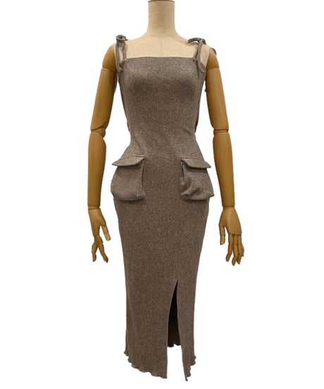 2サイドポケット バックオープンスリットニットワンピース / 2Pockets Back Open Slit Knit One-Piece
