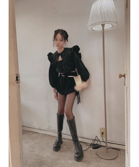 サイドリボンニットショートパンツ / Side Ribbon Knit Short Pants
