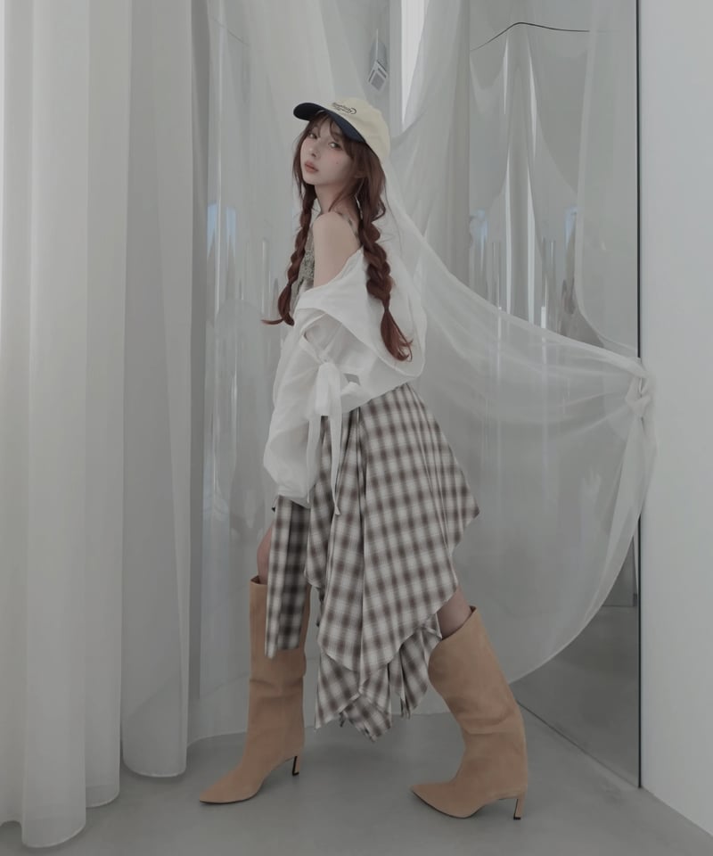 Mocha】レイヤードチェックワンピース / Layered Check Dress | F