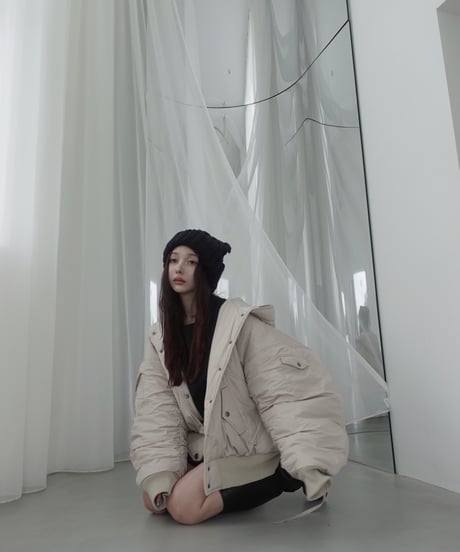 フーデッドナイロンボンバージャケット / Hooded Nylon Bomber Jacket