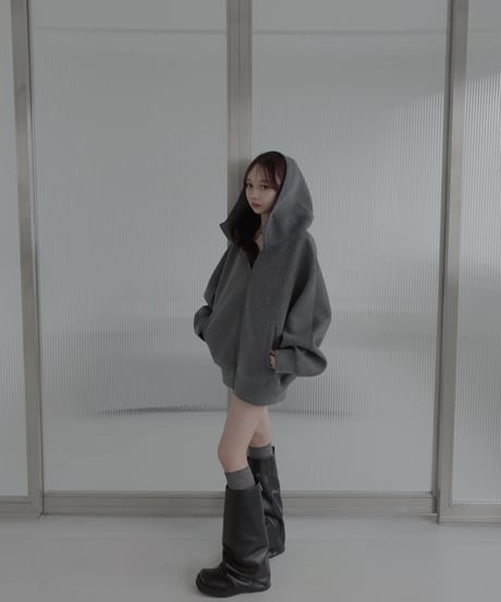 ボンディングダブルジップフーディー / Logo Embroidery Bonding Double Zip Hoodie